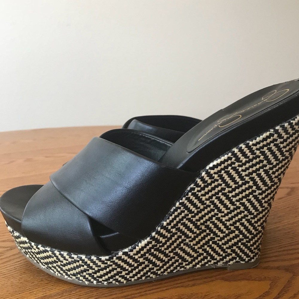 Jessica Simpson Black Tall Wedge Sandals